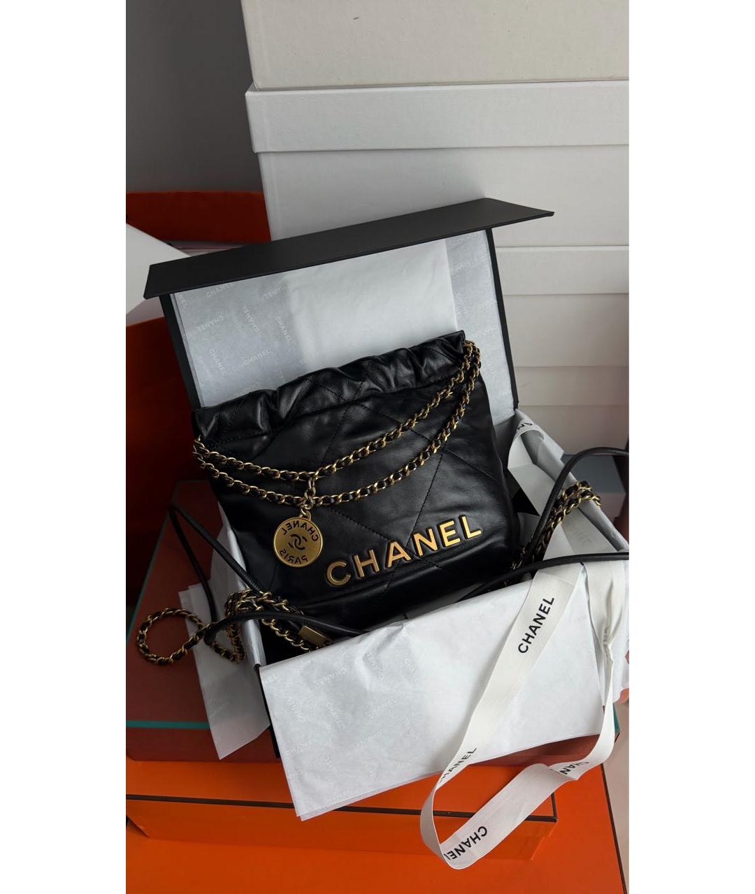 CHANEL Черная кожаная сумка через плечо, фото 6
