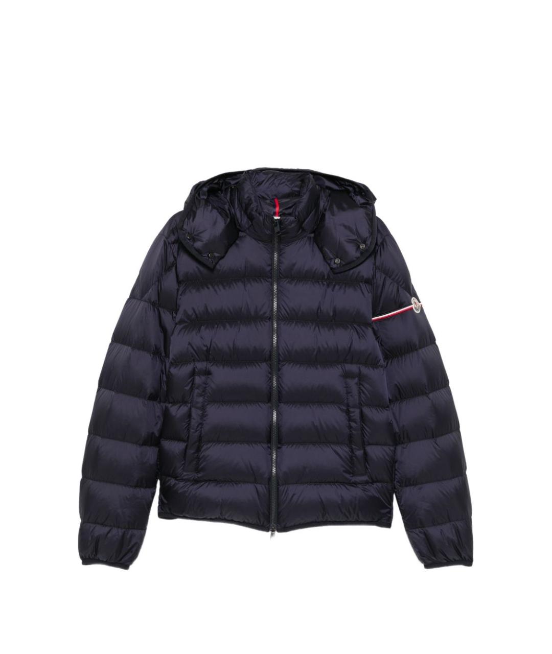 MONCLER Темно-синий полиэстеровый пуховик, фото 1