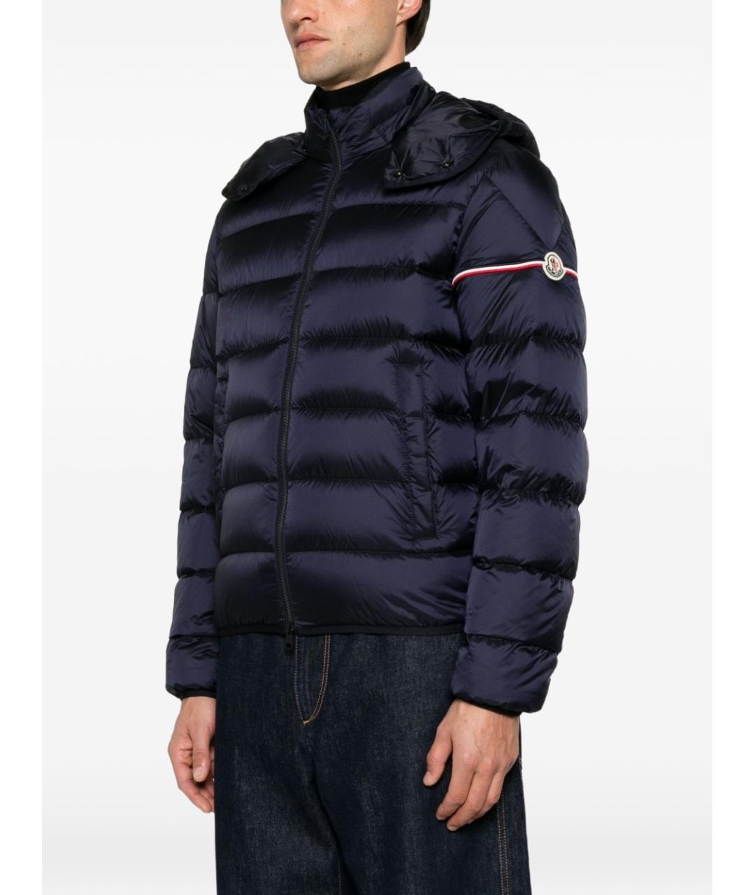 MONCLER Темно-синий полиэстеровый пуховик, фото 3