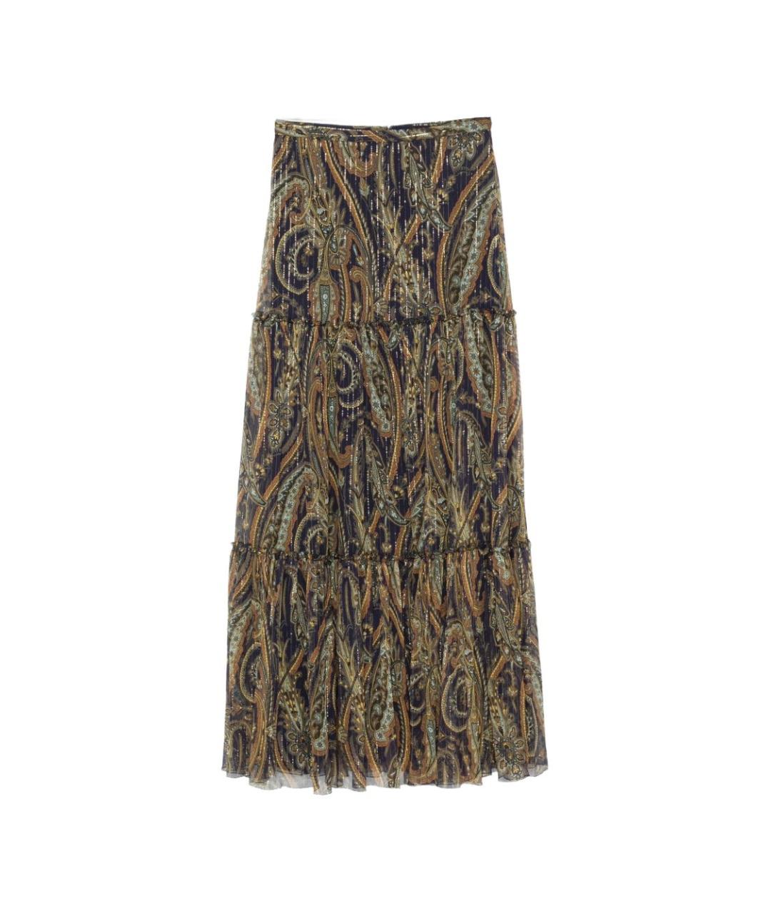 ETRO Коричневая шелковая юбка макси, фото 1