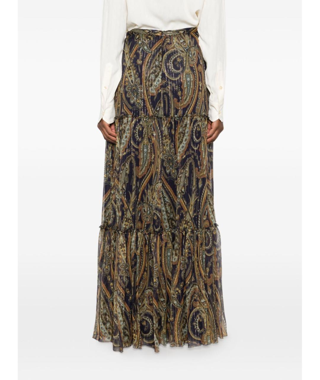 ETRO Коричневая шелковая юбка макси, фото 3