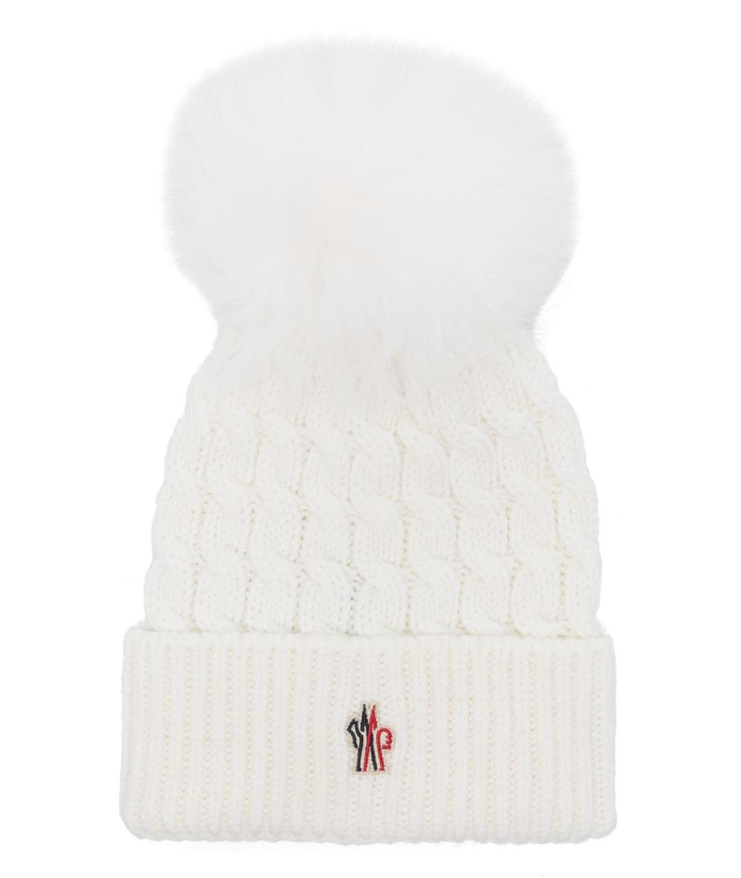 MONCLER GRENOBLE Белая шерстяная шапка, фото 1