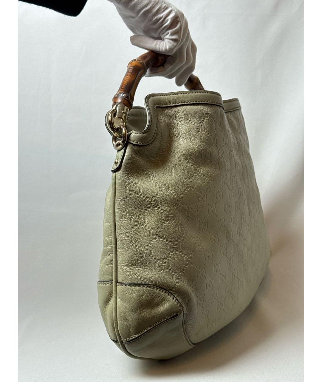 GUCCI Бежевая кожаная сумка с короткими ручками, фото 3