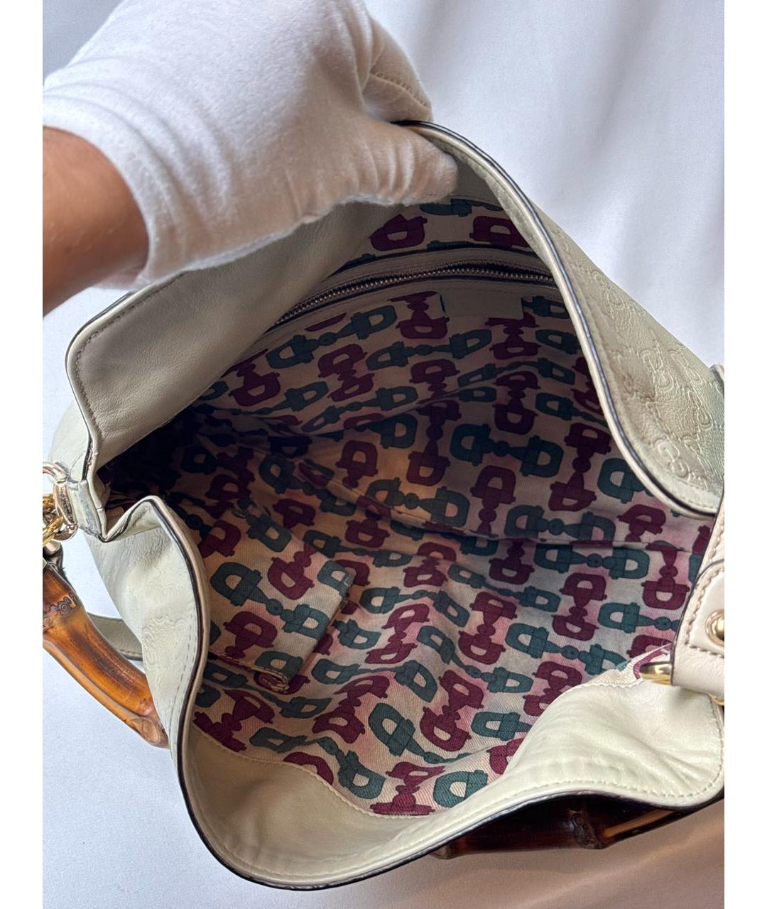 GUCCI Бежевая кожаная сумка с короткими ручками, фото 7