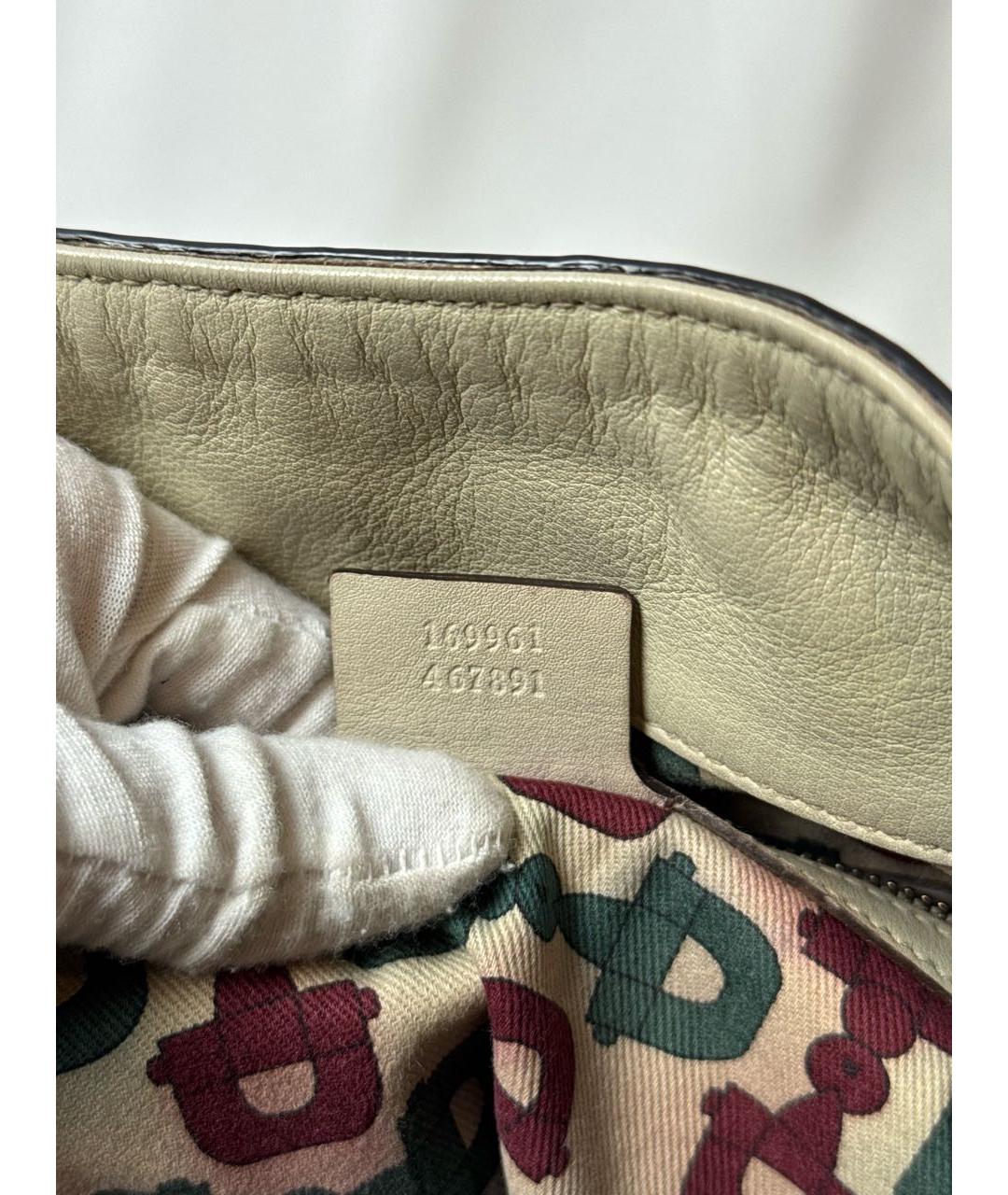 GUCCI Бежевая кожаная сумка с короткими ручками, фото 8