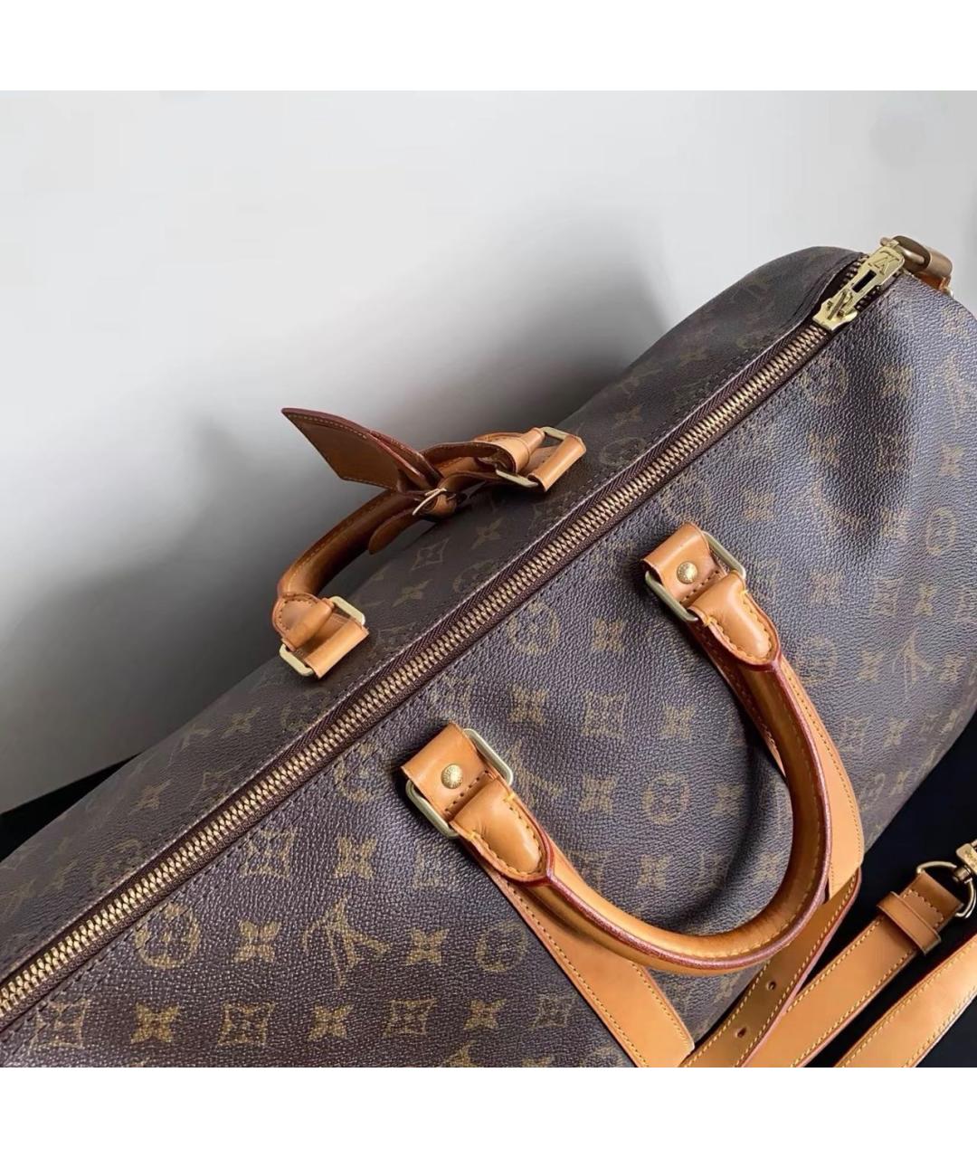 LOUIS VUITTON Коричневая дорожная/спортивная сумка из канвы, фото 3