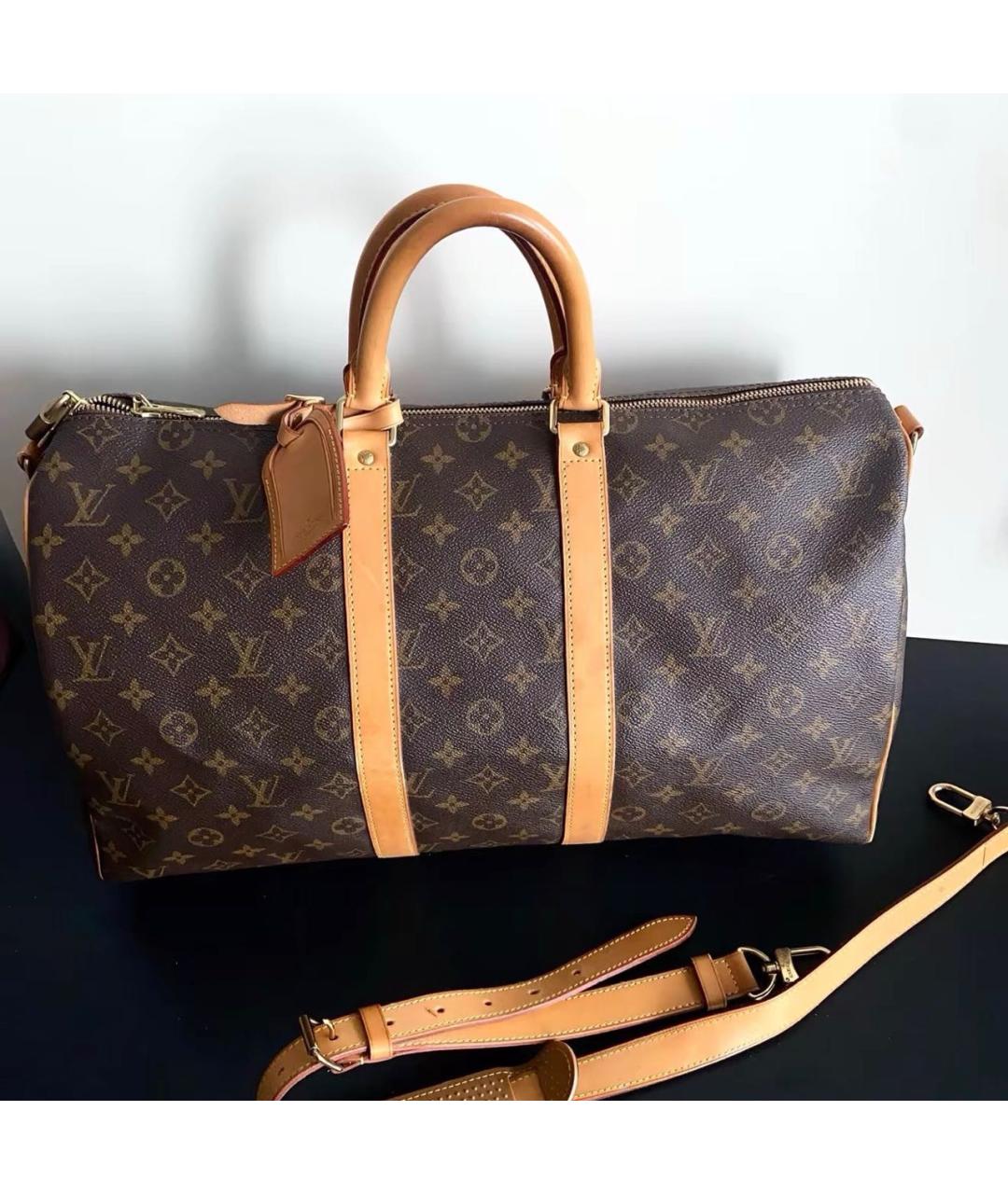 LOUIS VUITTON Коричневая дорожная/спортивная сумка из канвы, фото 9