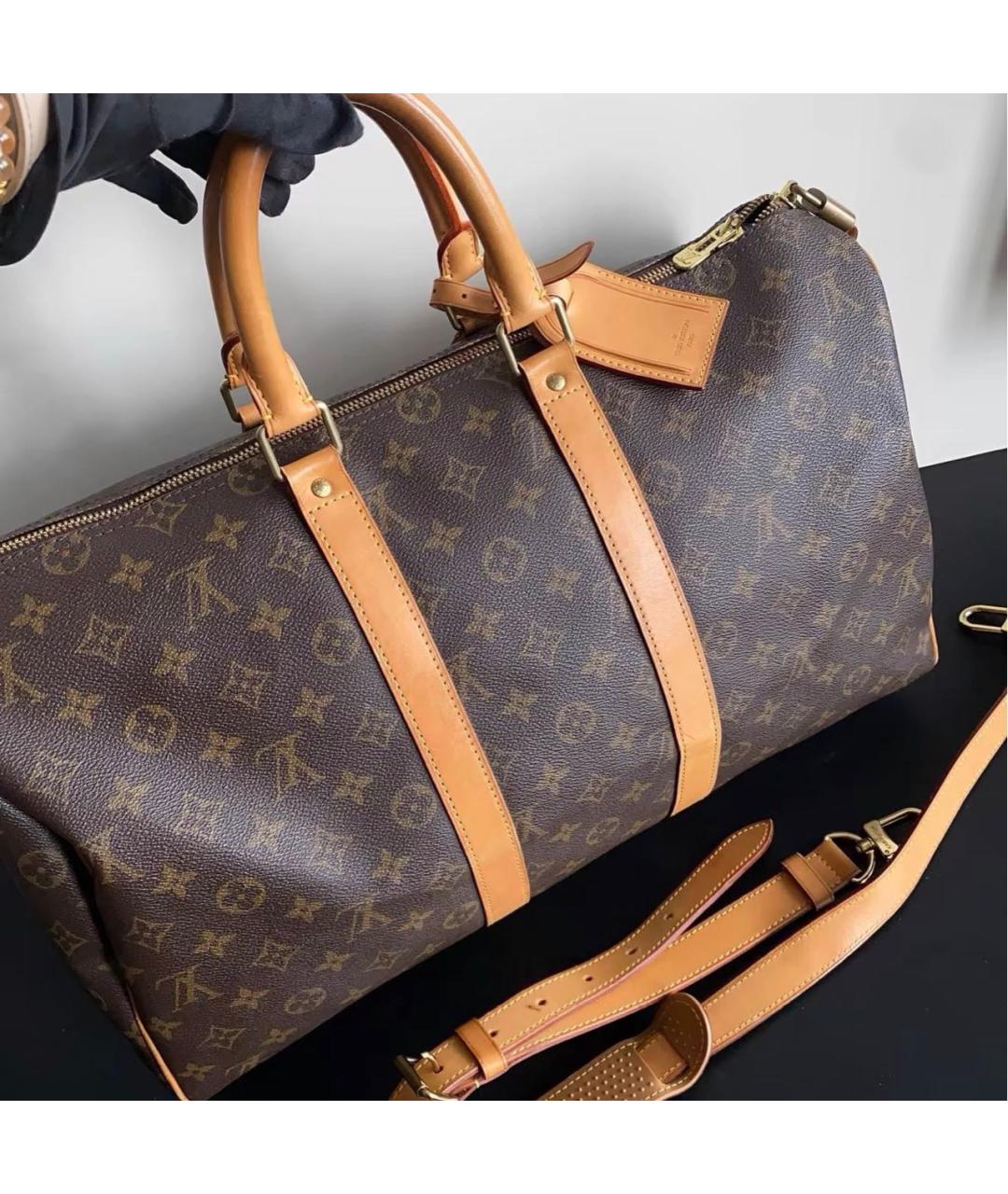 LOUIS VUITTON Коричневая дорожная/спортивная сумка из канвы, фото 2