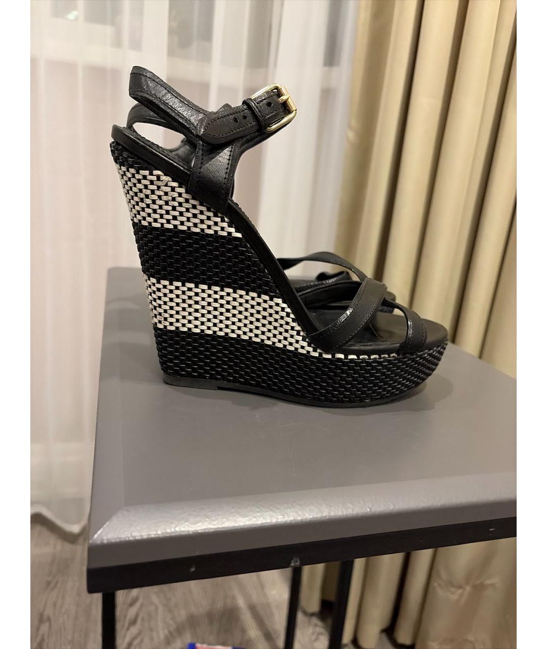 BURBERRY Черные кожаные босоножки, фото 9