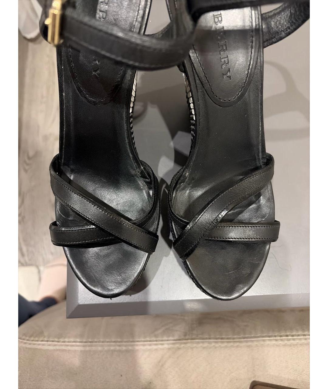 BURBERRY Черные кожаные босоножки, фото 8