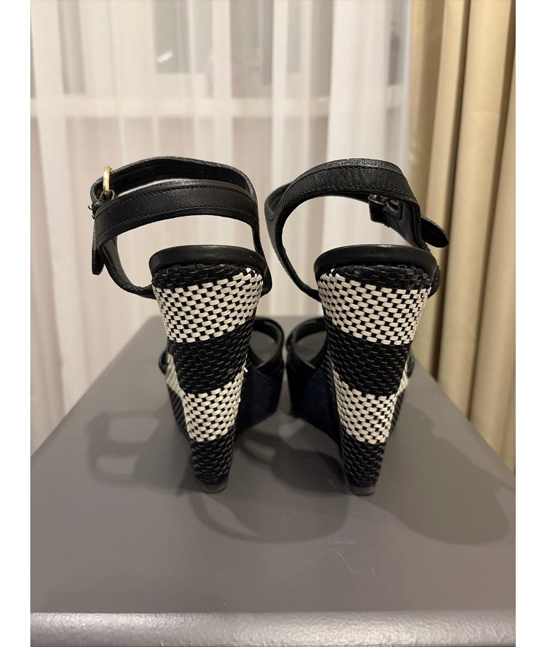 BURBERRY Черные кожаные босоножки, фото 4