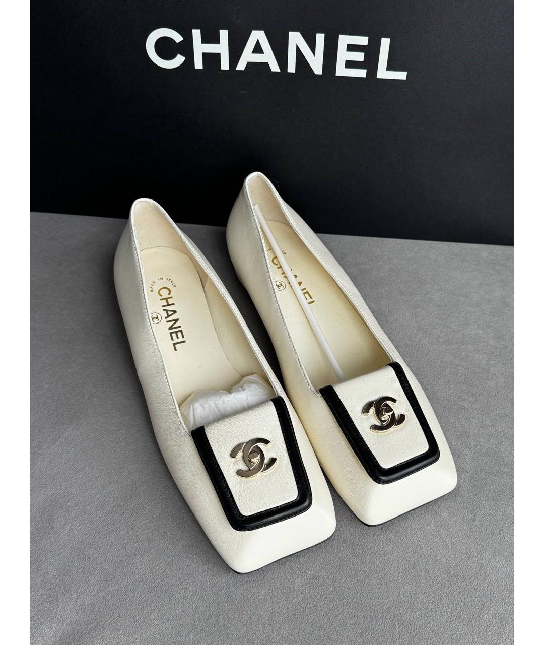 CHANEL Бежевые кожаные балетки, фото 4