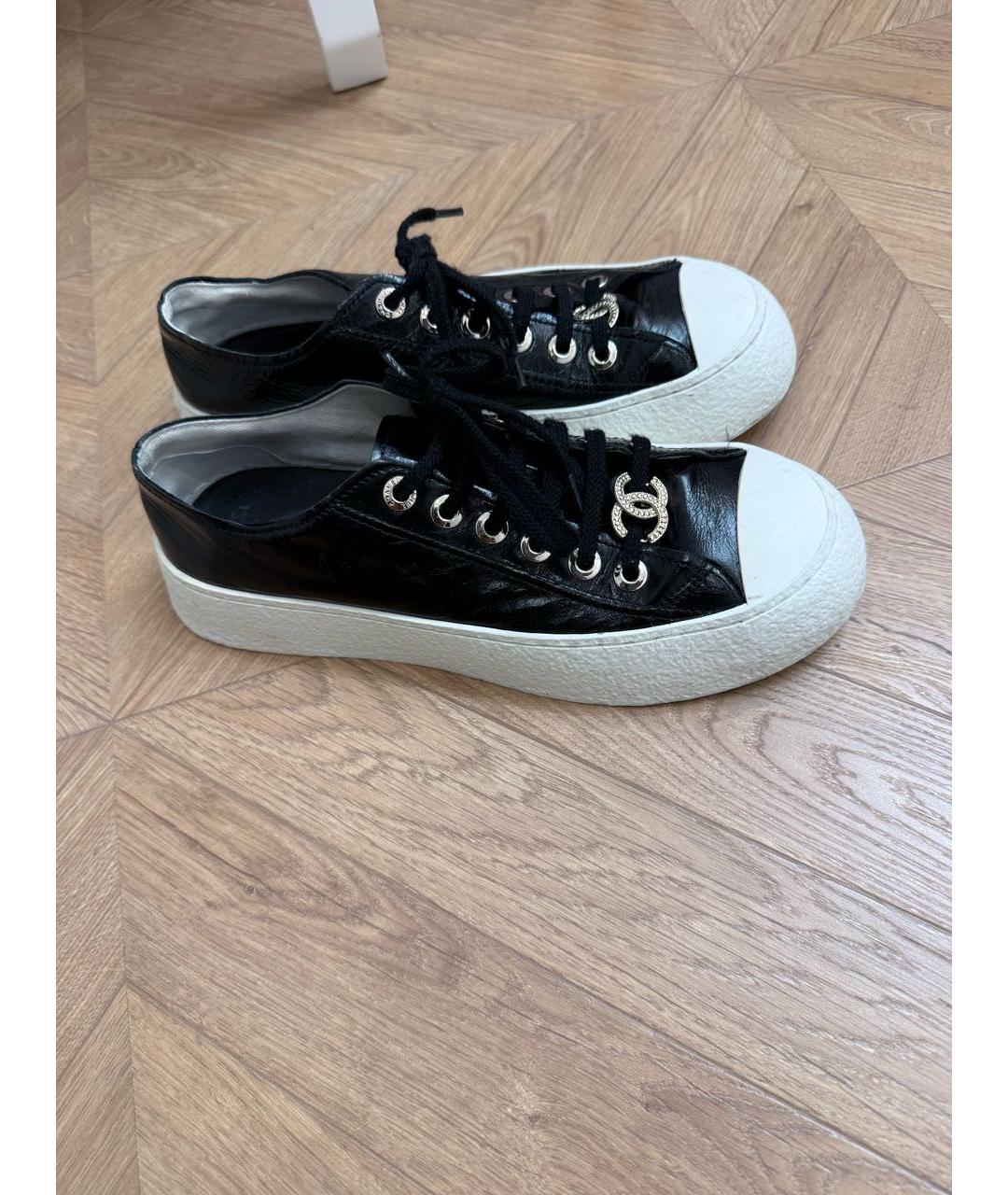 CHANEL Черные кожаные кеды, фото 5