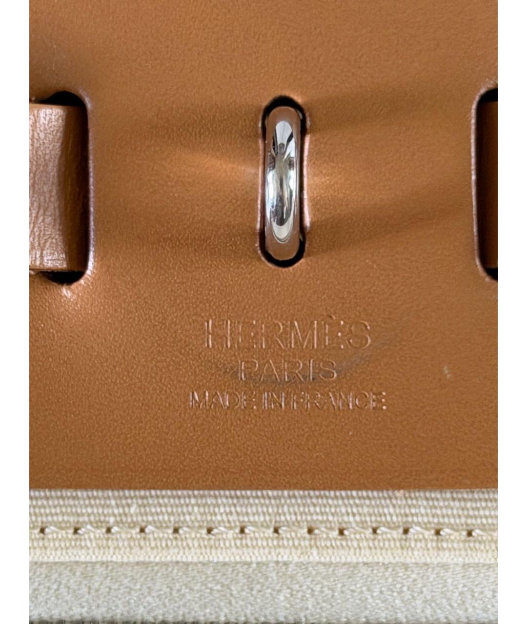 HERMES Коричневая тканевая сумка с короткими ручками, фото 4