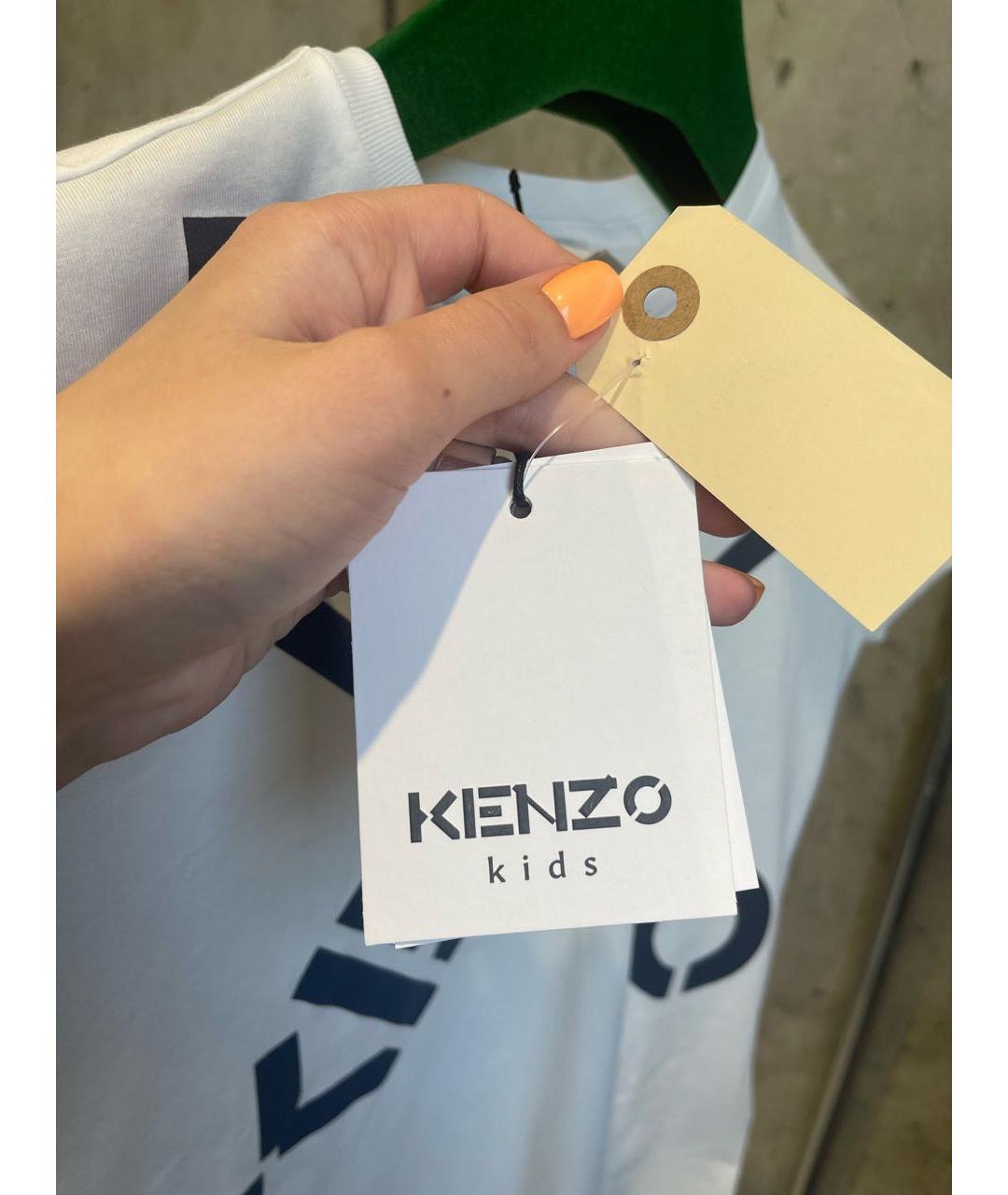 KENZO KIDS Белая хлопковая детская футболка, фото 3