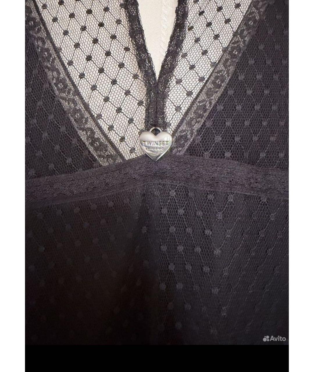 TWIN-SET Черная вискозная блузы, фото 6