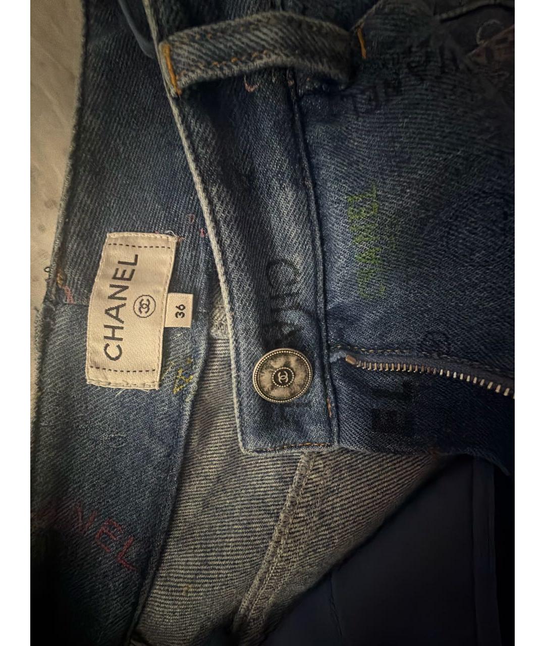 CHANEL Голубые хлопко-полиэстеровые джинсы клеш, фото 3
