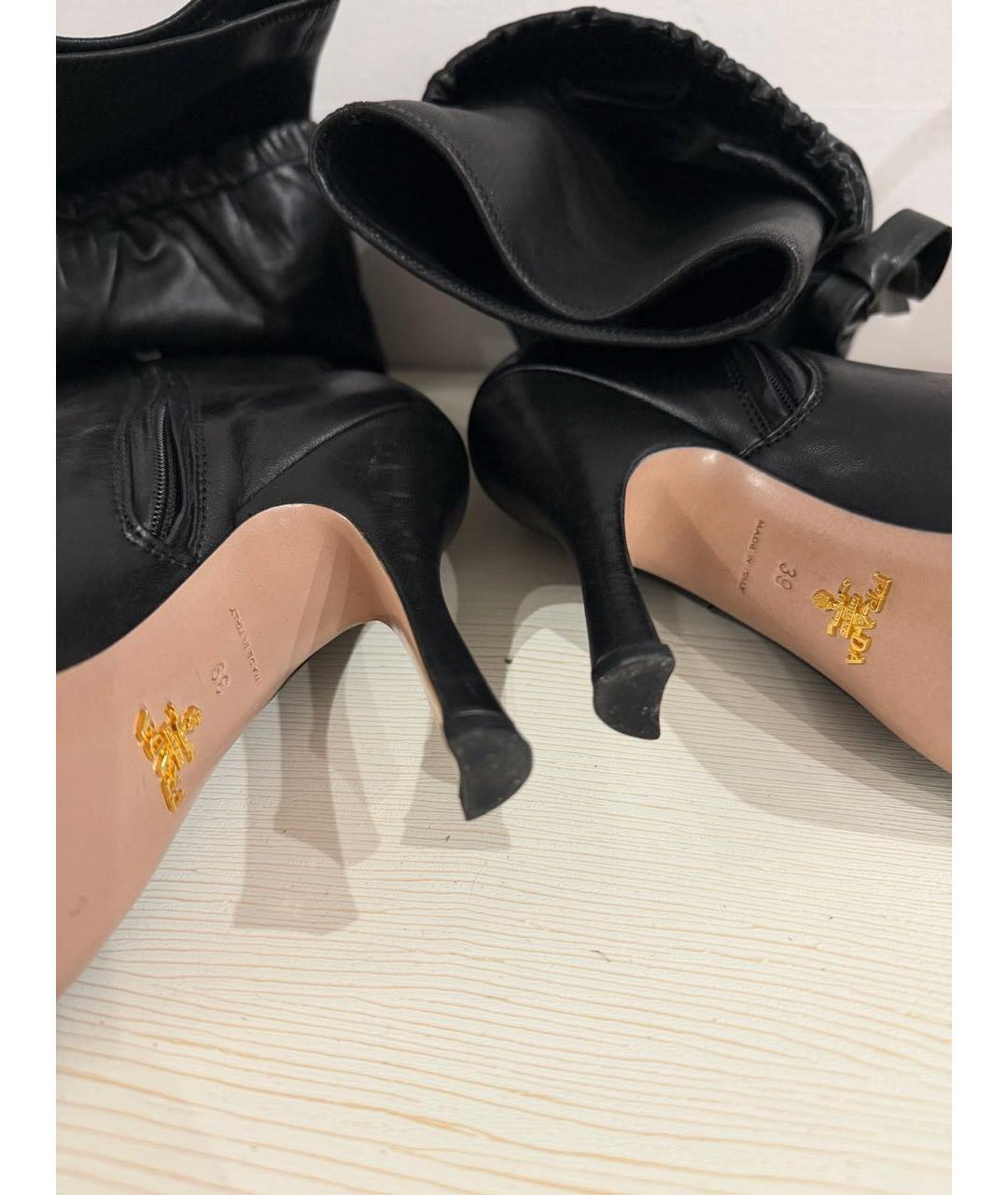 PRADA Черные кожаные сапоги, фото 4