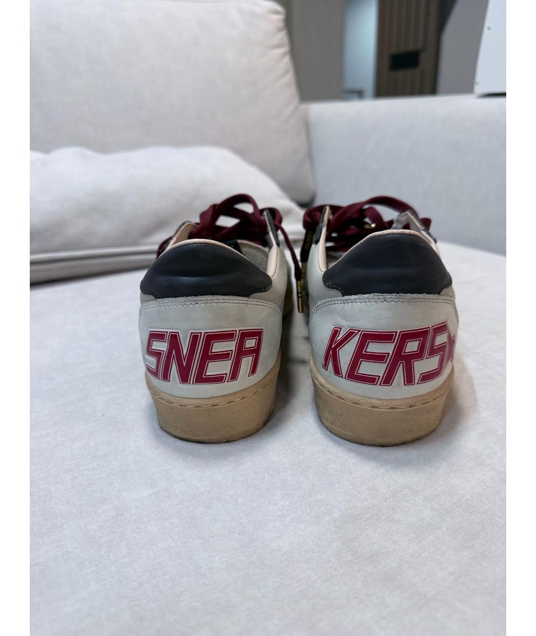 GOLDEN GOOSE Бордовые кожаные низкие кроссовки / кеды, фото 4