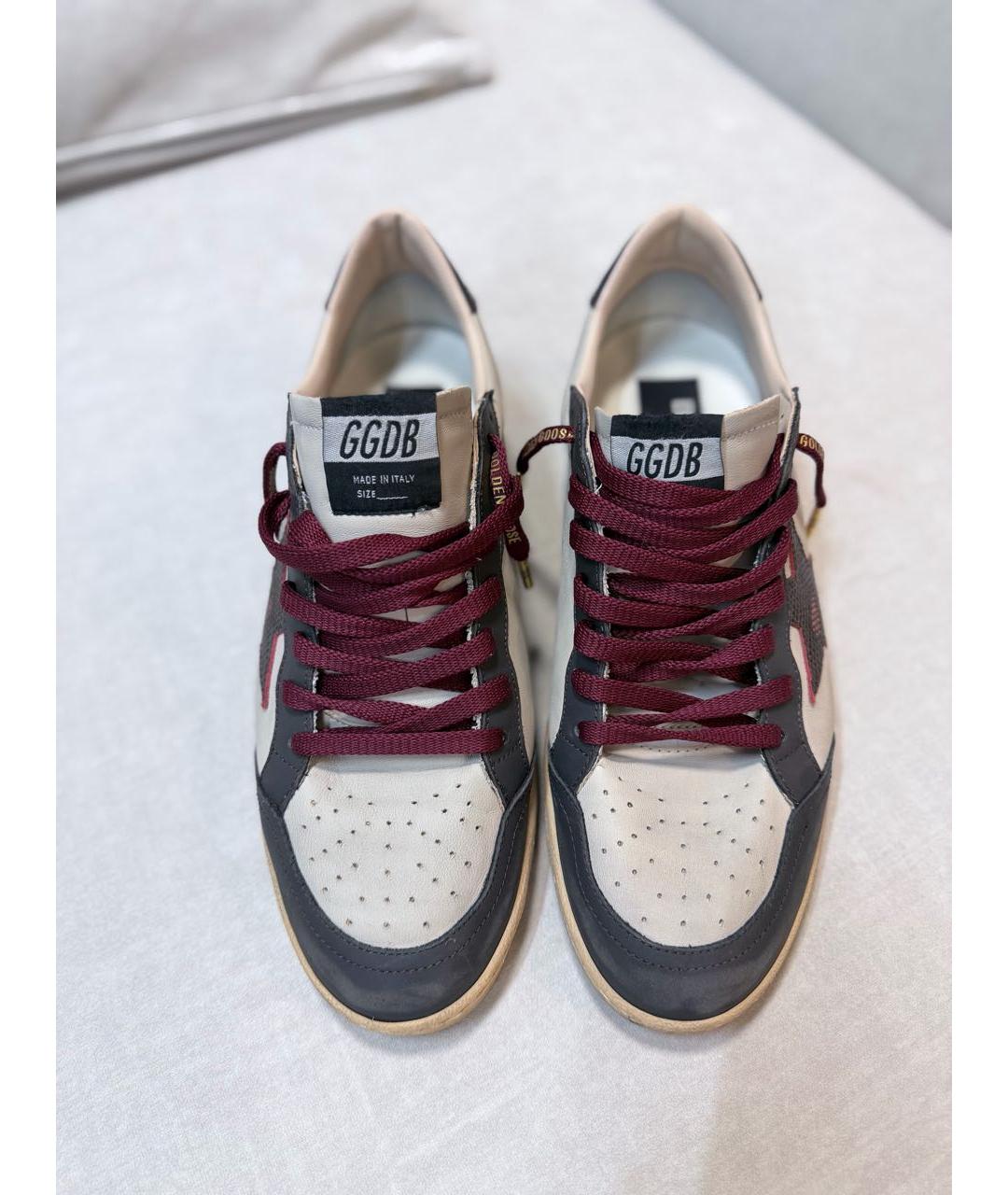 GOLDEN GOOSE Бордовые кожаные низкие кроссовки / кеды, фото 2