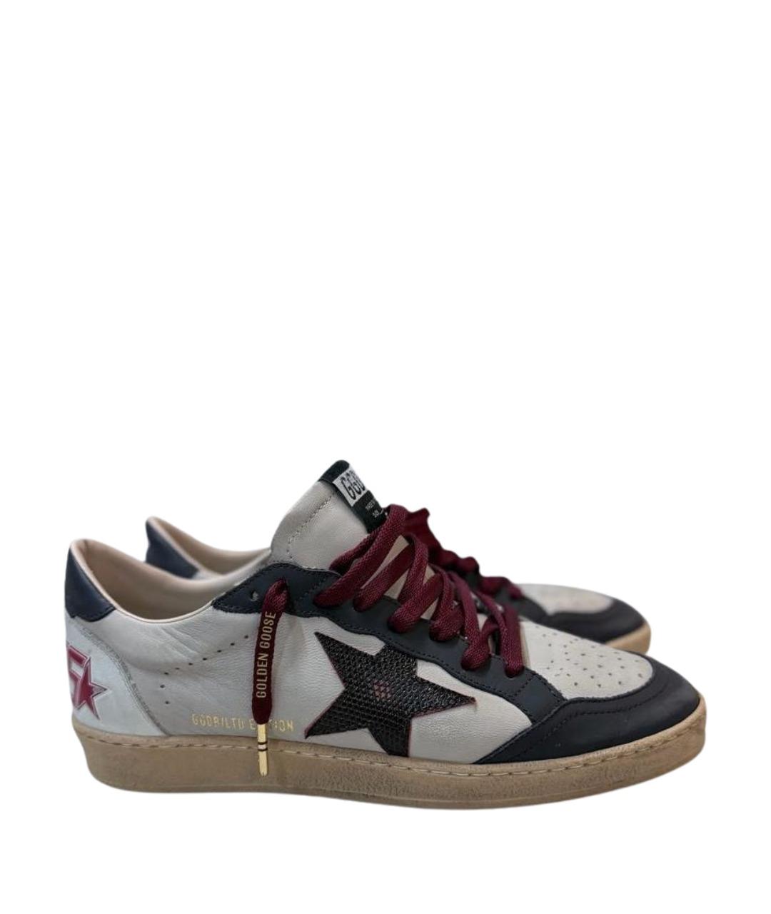 GOLDEN GOOSE Бордовые кожаные низкие кроссовки / кеды, фото 1