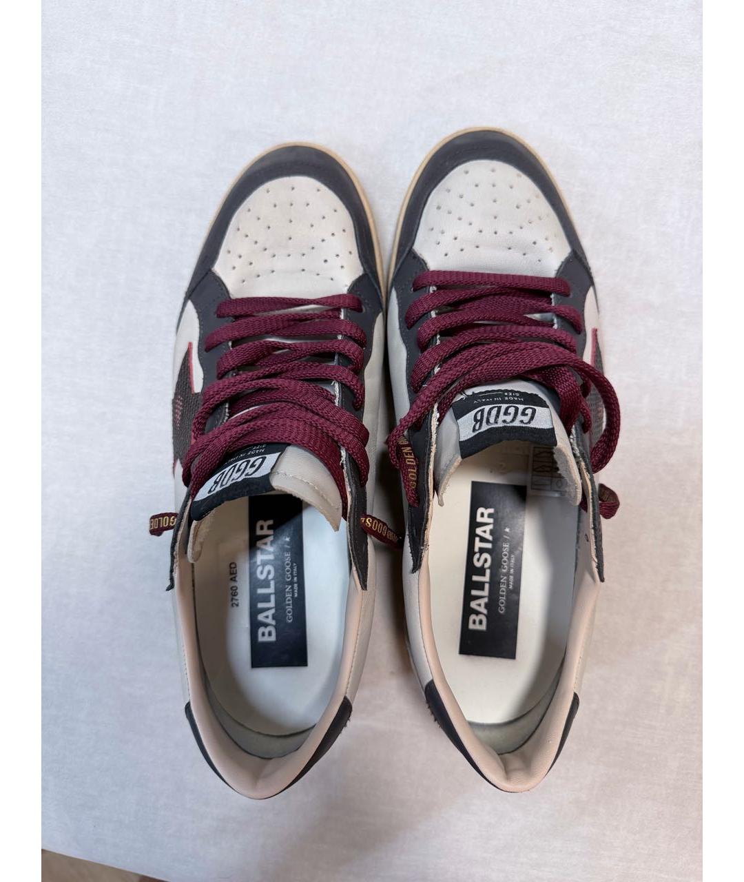 GOLDEN GOOSE Бордовые кожаные низкие кроссовки / кеды, фото 3