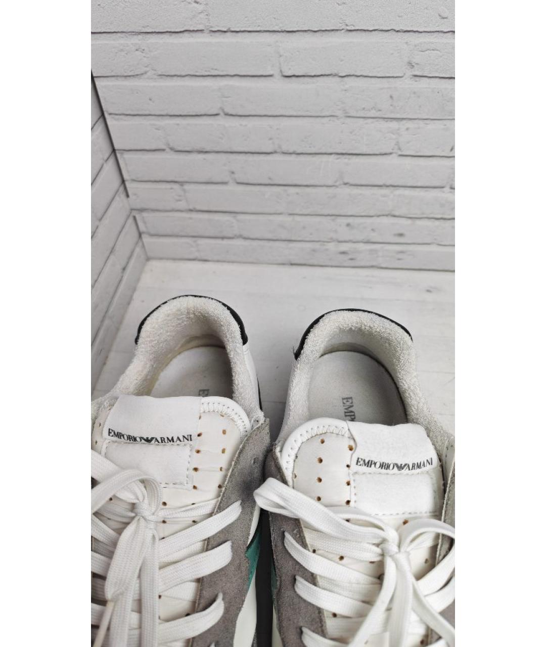 EMPORIO ARMANI Белые кожаные низкие кроссовки / кеды, фото 6