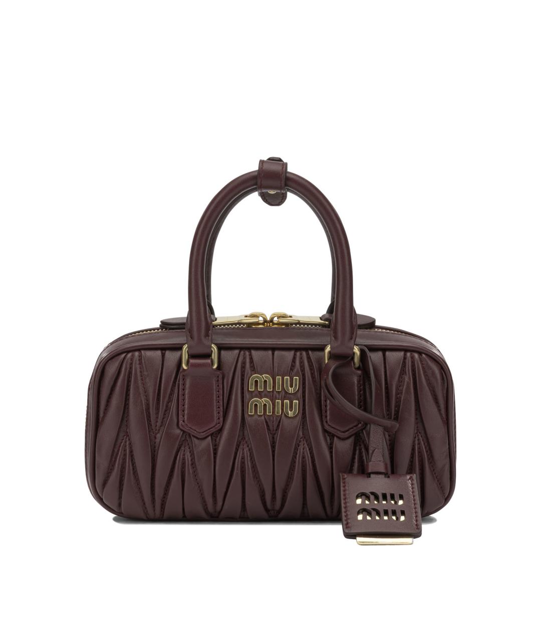 MIU MIU Бордовая кожаная сумка с короткими ручками, фото 1