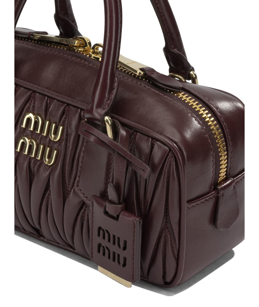 MIU MIU Бордовая кожаная сумка с короткими ручками, фото 4