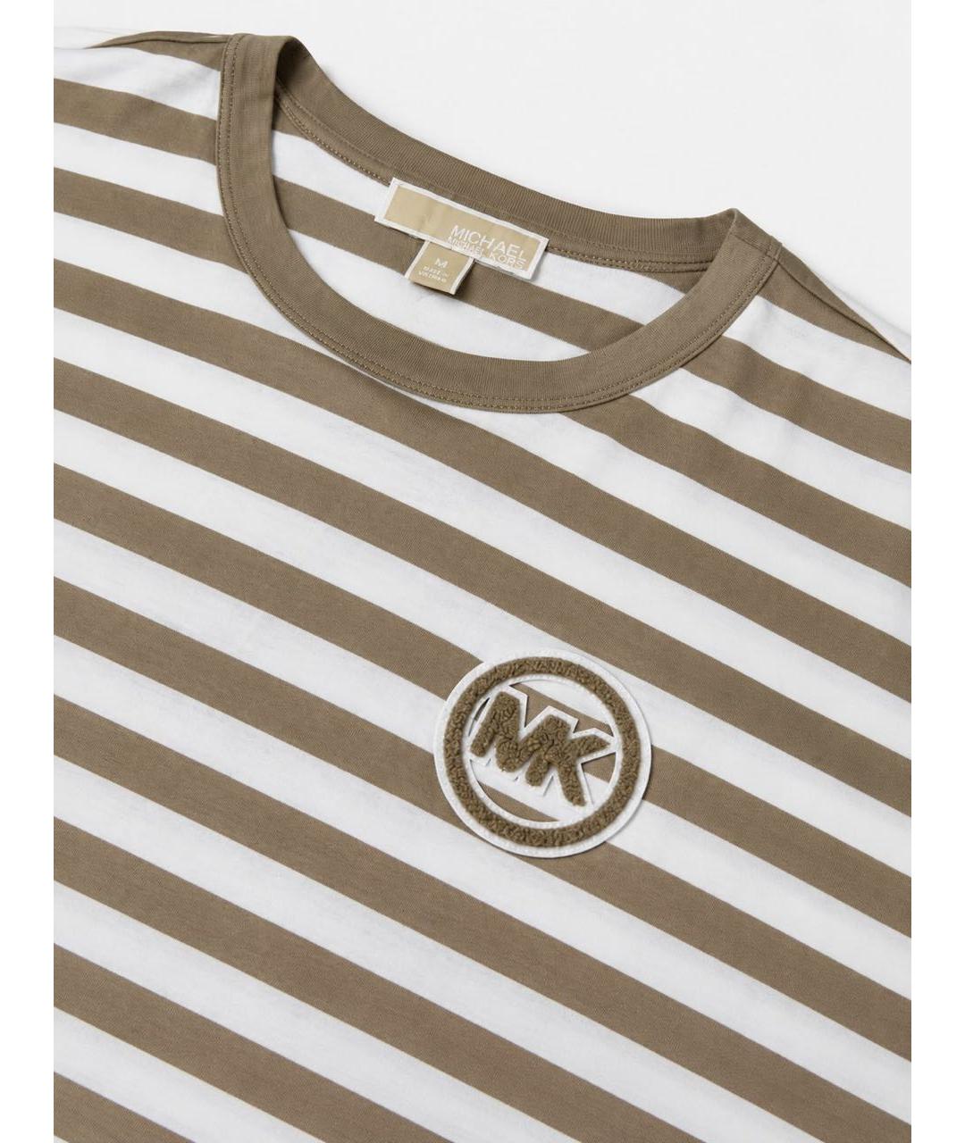 MICHAEL KORS Бежевая хлопко-эластановая футболка, фото 3