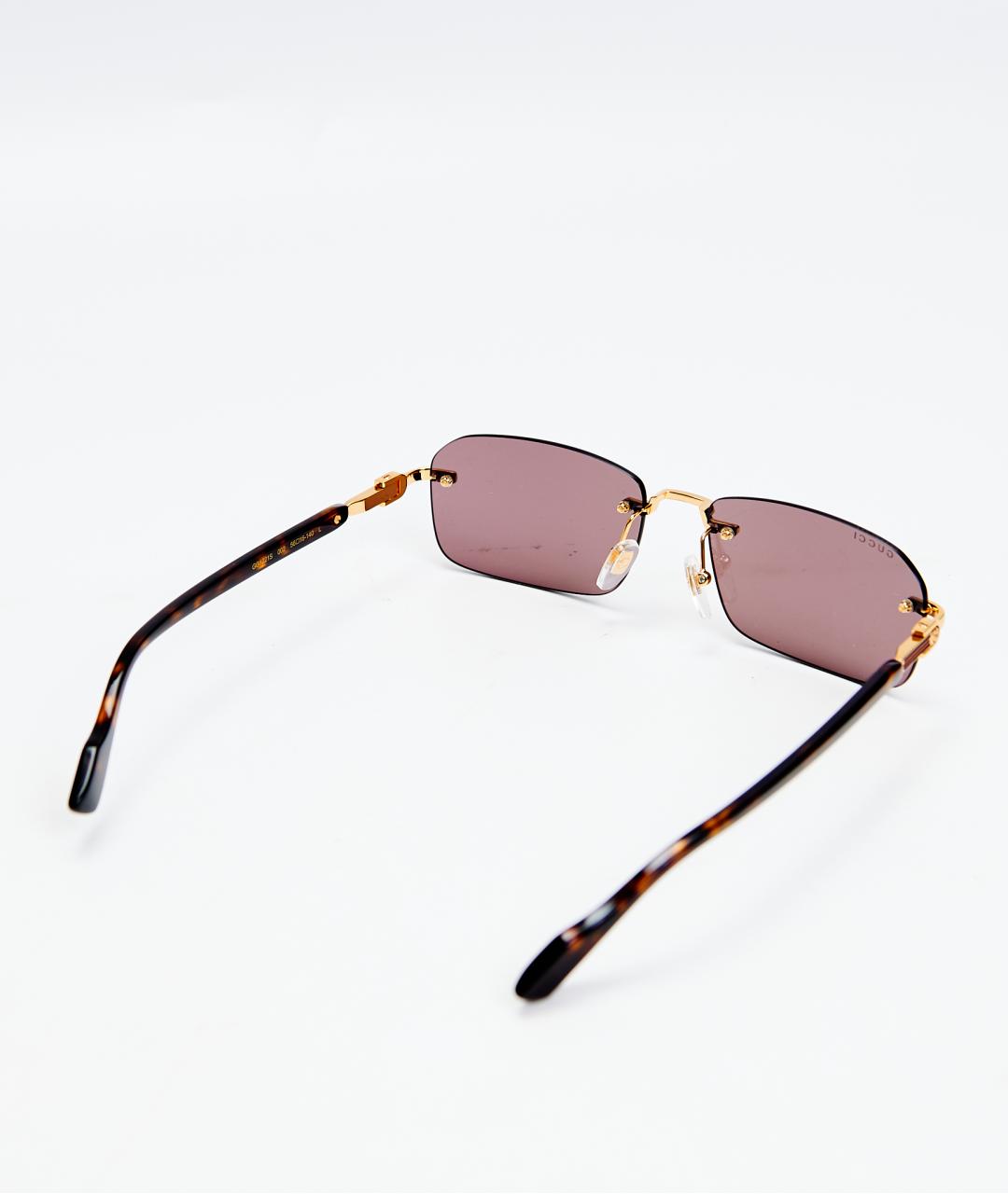 GUCCI Коричневые металлические солнцезащитные очки, фото 4
