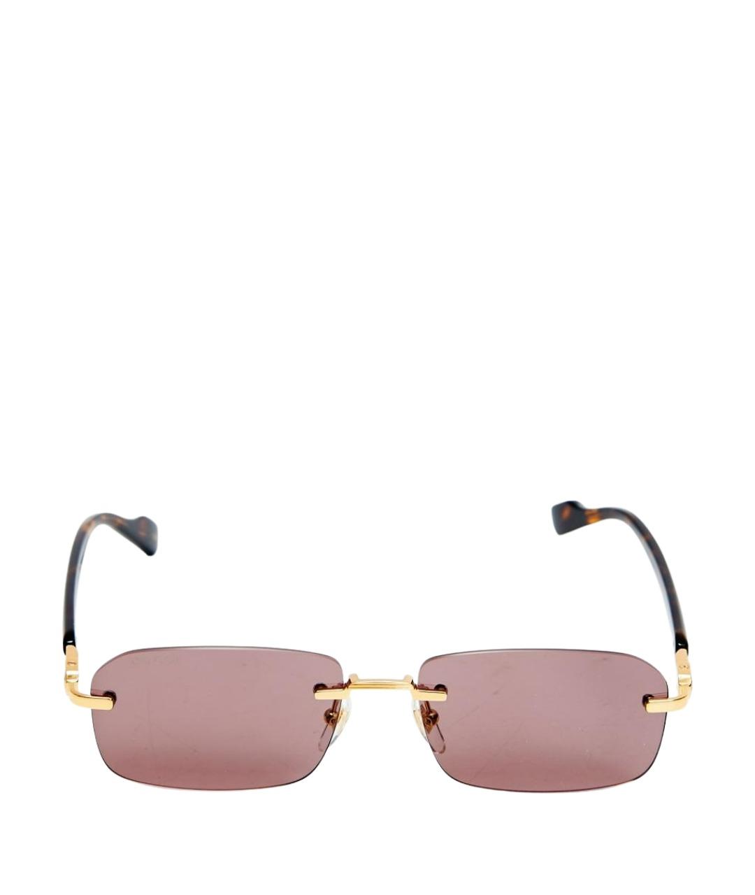 GUCCI Коричневые металлические солнцезащитные очки, фото 1