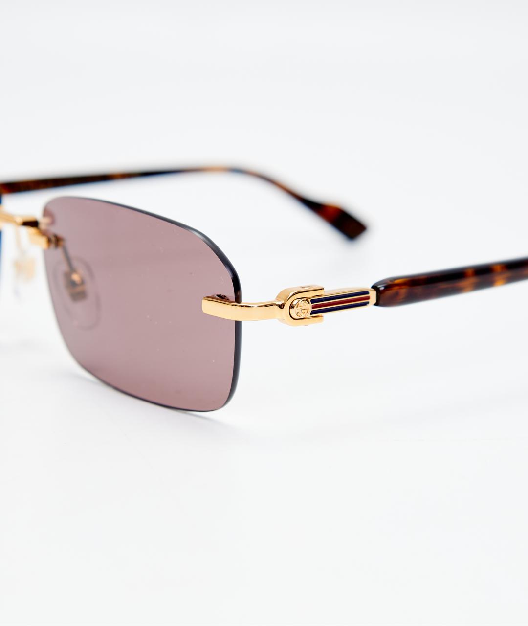 GUCCI Коричневые металлические солнцезащитные очки, фото 3