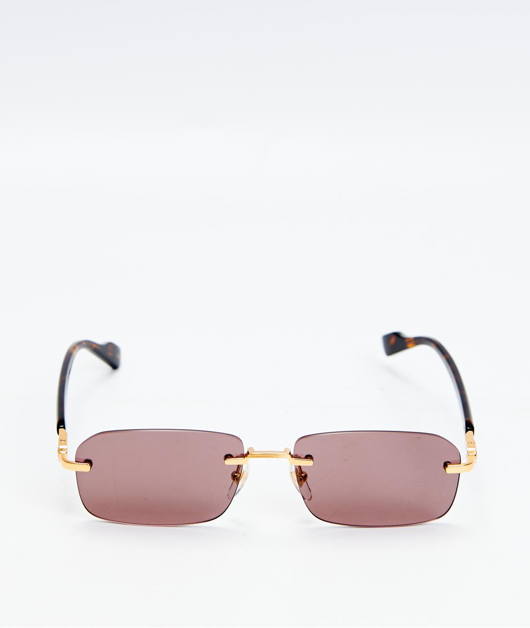 GUCCI Коричневые металлические солнцезащитные очки, фото 6
