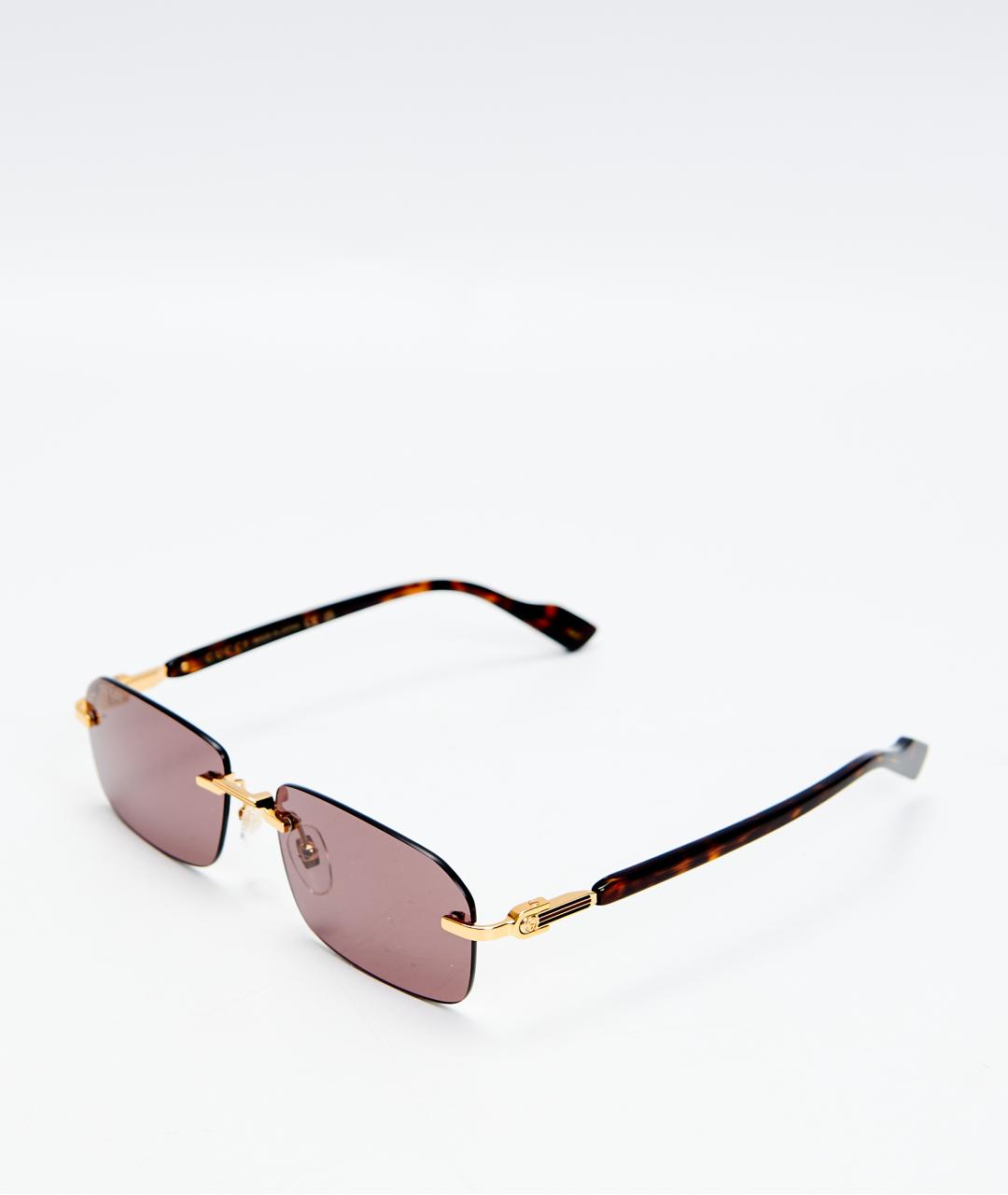 GUCCI Коричневые металлические солнцезащитные очки, фото 2