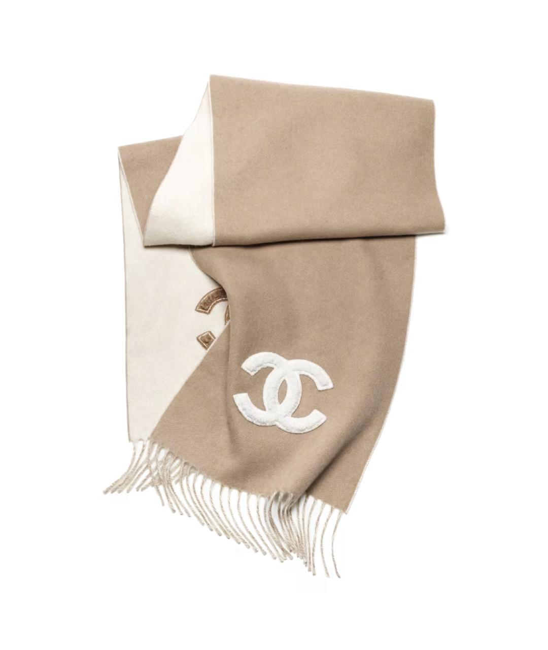 CHANEL Бежевый шарф, фото 1