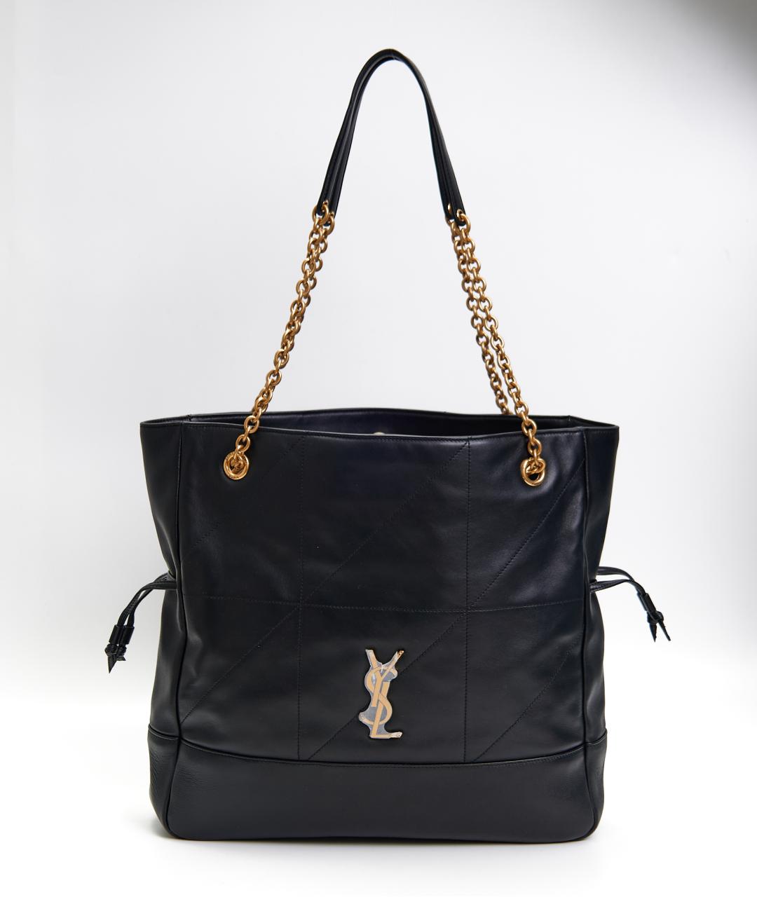 SAINT LAURENT Черная кожаная сумка с короткими ручками, фото 5