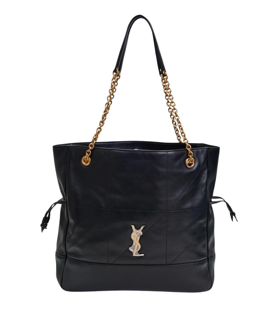SAINT LAURENT Черная кожаная сумка с короткими ручками, фото 1