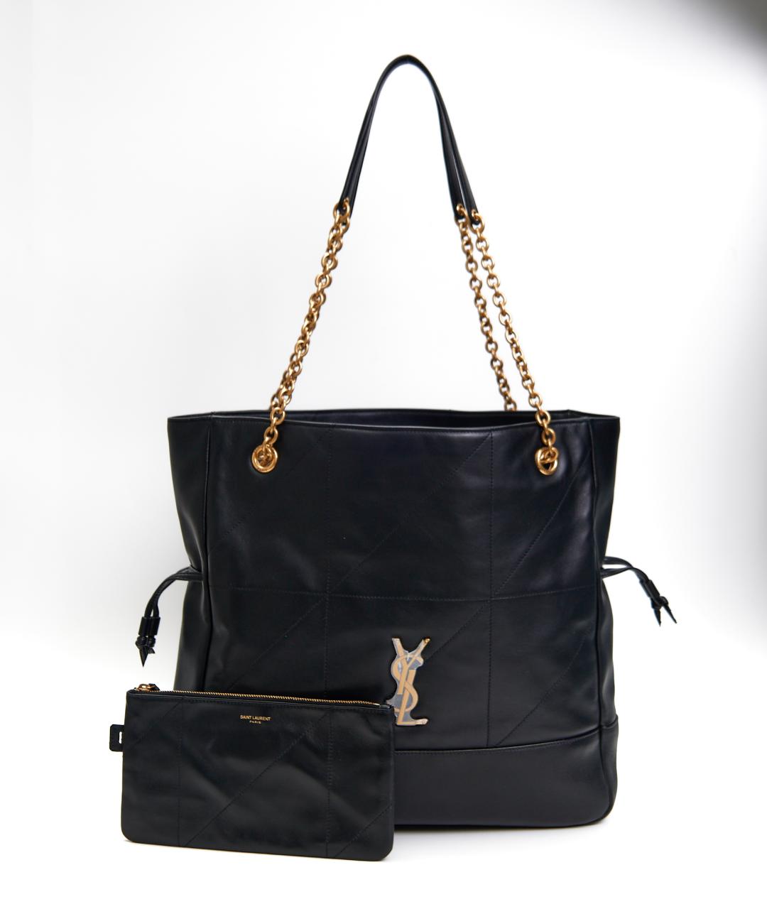 SAINT LAURENT Черная кожаная сумка с короткими ручками, фото 4