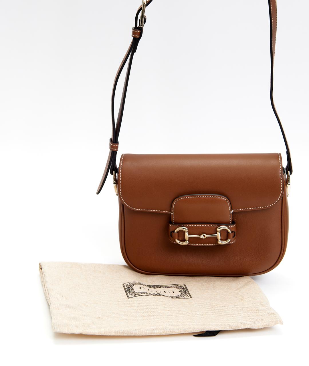 GUCCI Коричневая кожаная сумка через плечо, фото 4