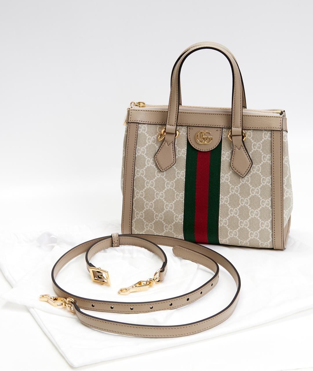 GUCCI Бежевая тканевая сумка с короткими ручками, фото 4