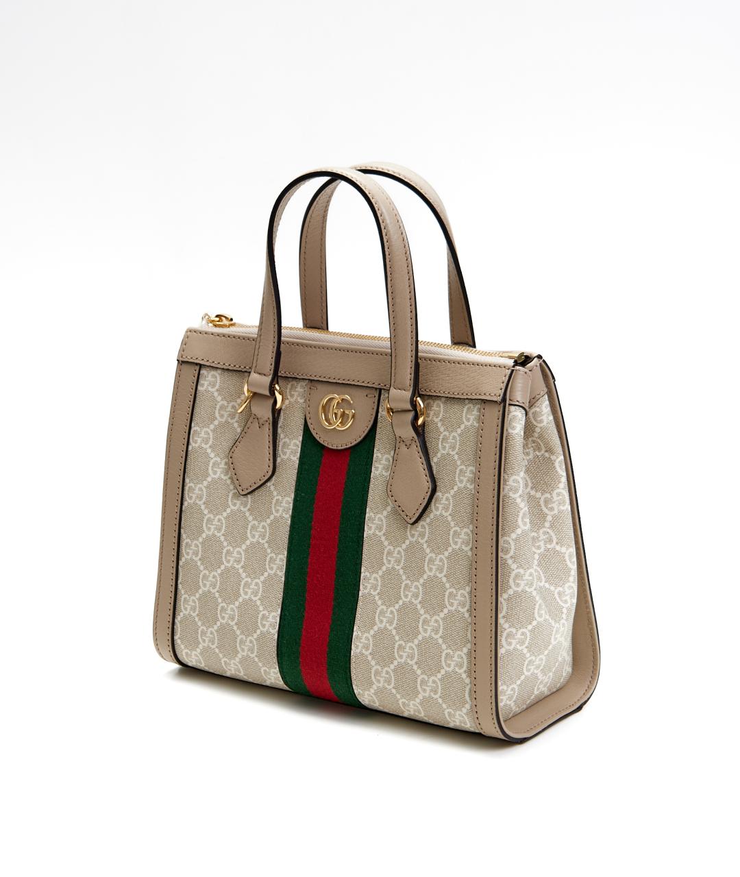 GUCCI Бежевая тканевая сумка с короткими ручками, фото 2
