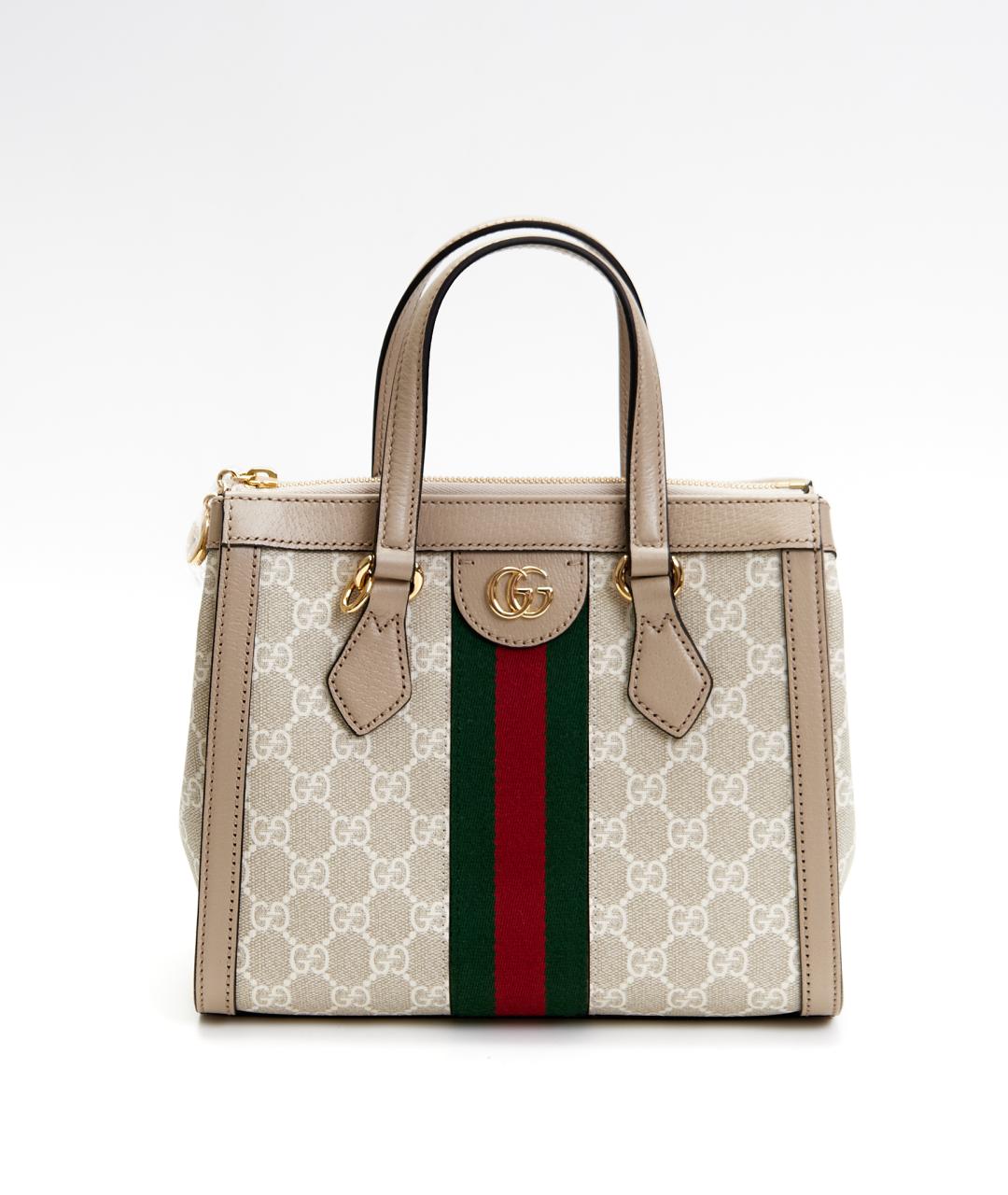 GUCCI Бежевая тканевая сумка с короткими ручками, фото 5