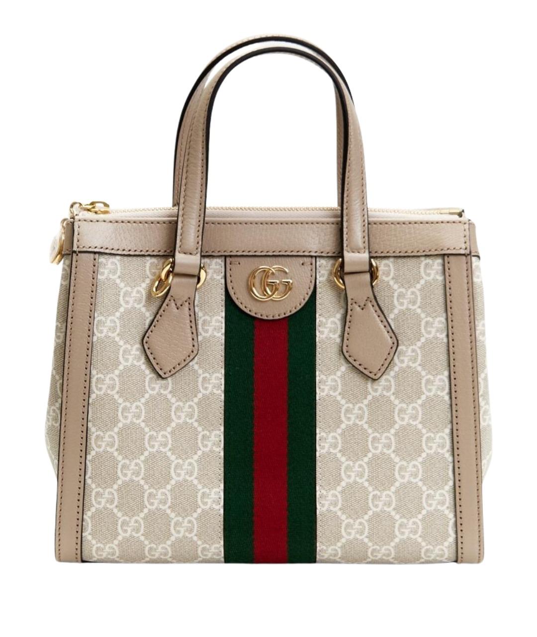 GUCCI Бежевая тканевая сумка с короткими ручками, фото 1