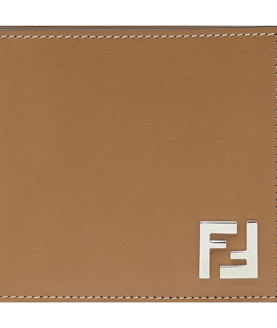 FENDI Бежевый кожаный кошелек, фото 4