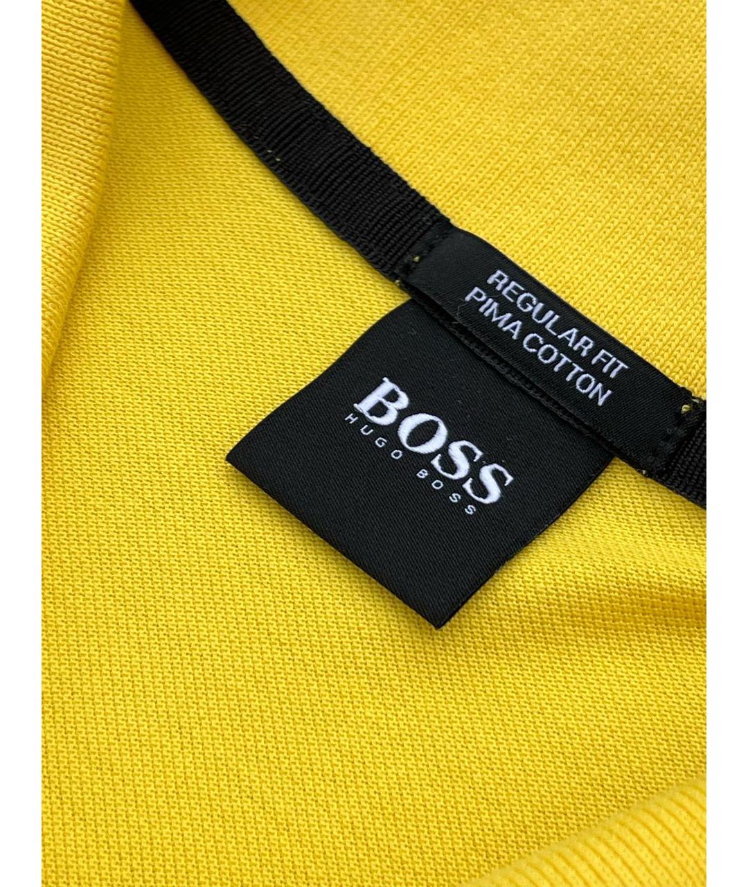 HUGO BOSS Желтое хлопковое поло с коротким рукавом, фото 4