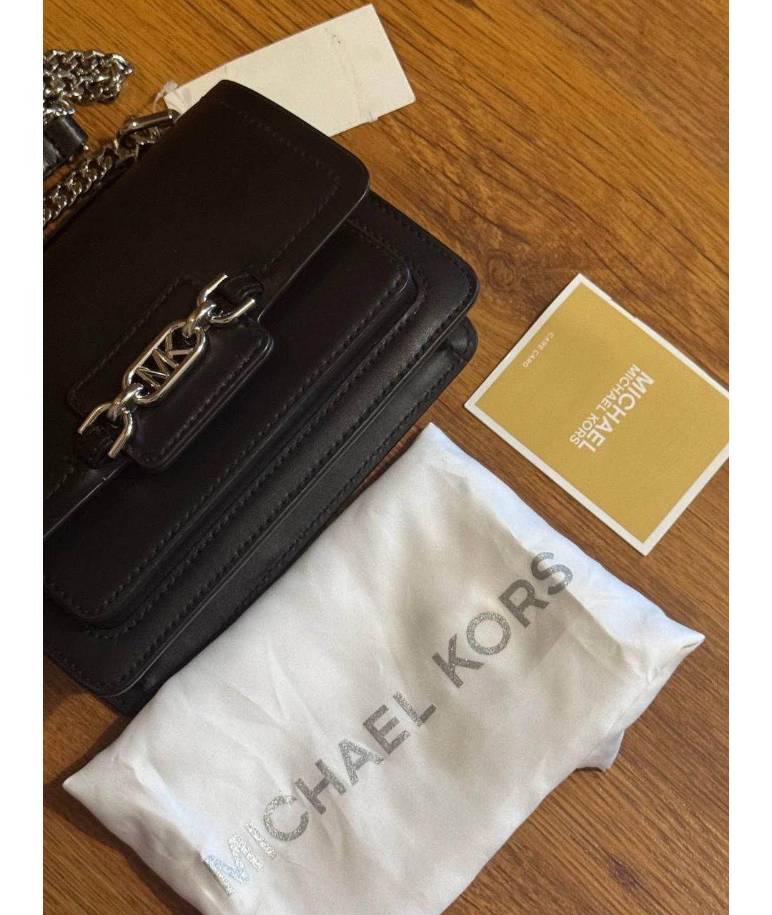 MICHAEL KORS Черная кожаная сумка через плечо, фото 7