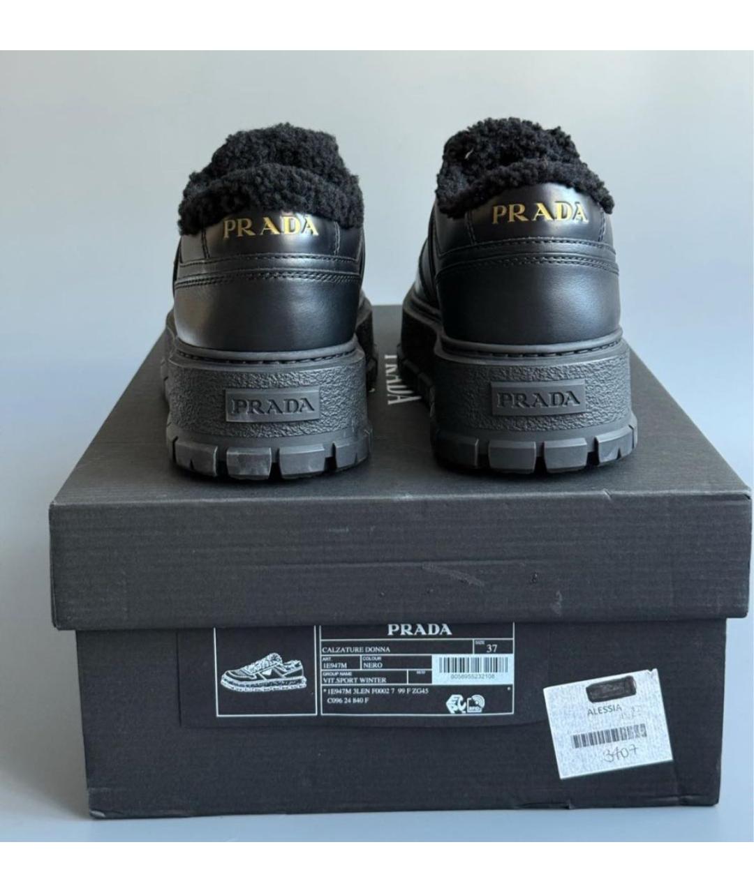PRADA Черные кожаные кеды, фото 6