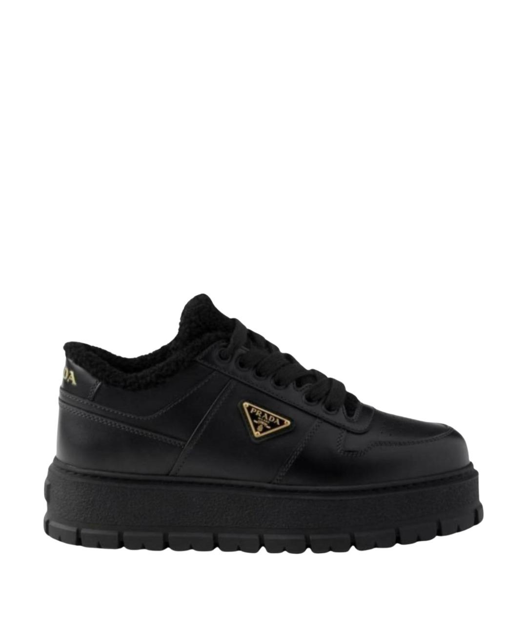PRADA Черные кожаные кеды, фото 1