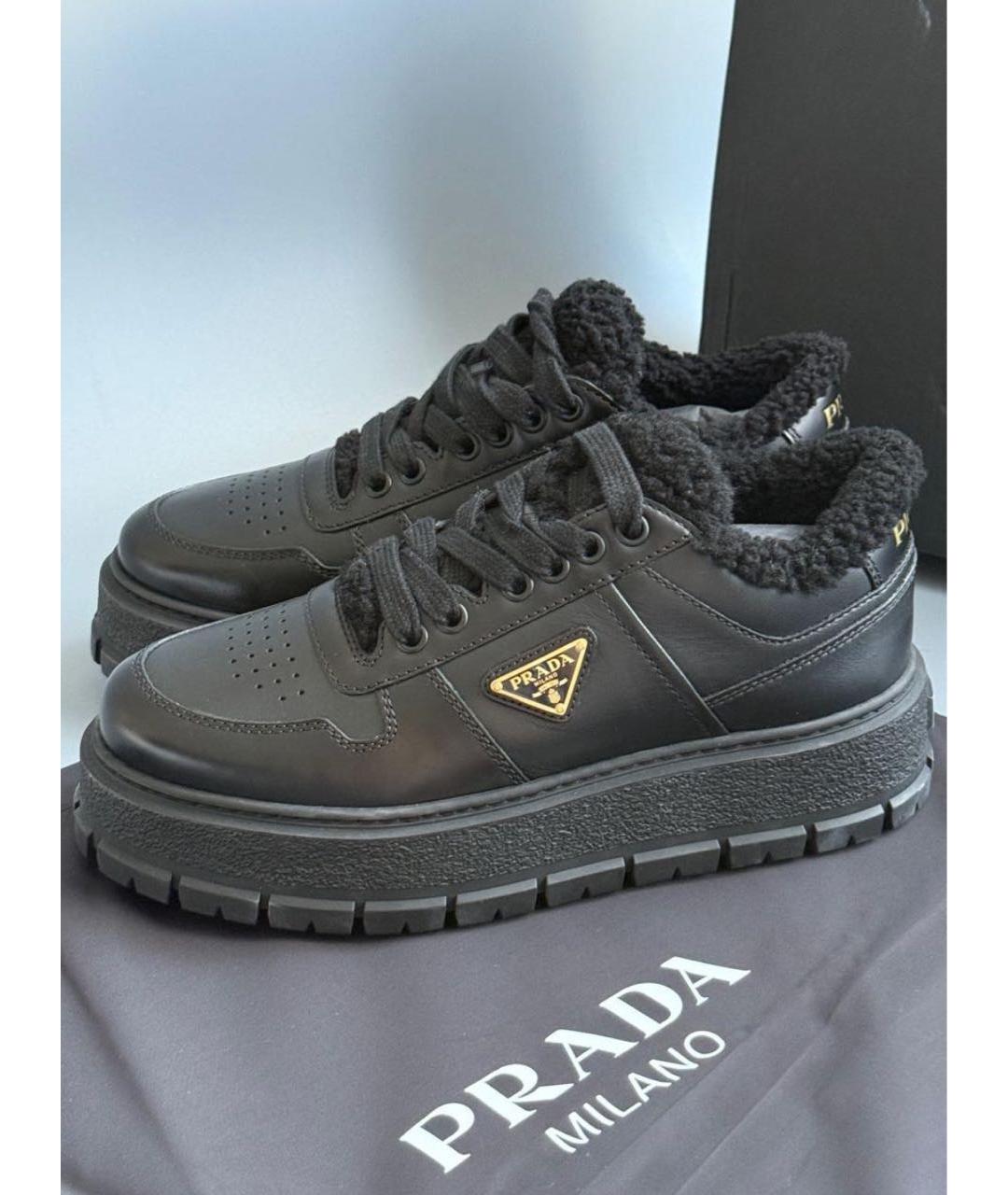 PRADA Черные кожаные кеды, фото 3
